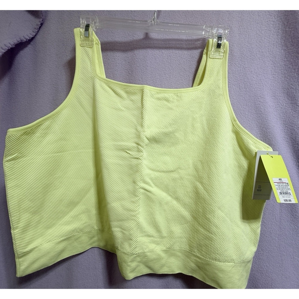 All In Motion Yellow Pullover Elastic Band Cropped Tank Plus Size 4X NWT